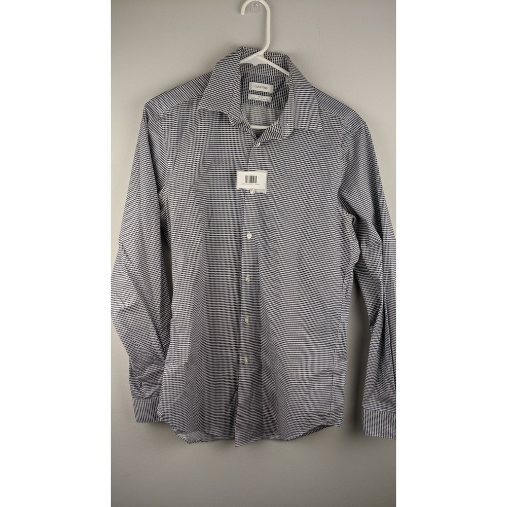 Calvin Klein Slim‎ Fit Performance Non-Iron Dress Shirt - Size 15 34/35 - Blue